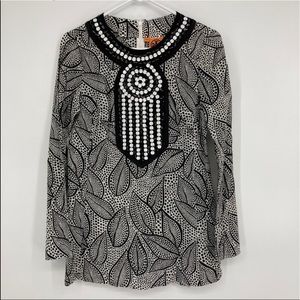 Beautiful Tory Burch Black White Boho Cotton Tunic. size4